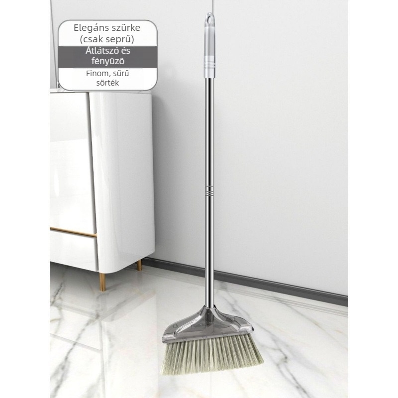 Háztartási seprű- és portörlő készlet, megerősített seprű és portörlő, luxus seprű áttetsző puha sörtékkel