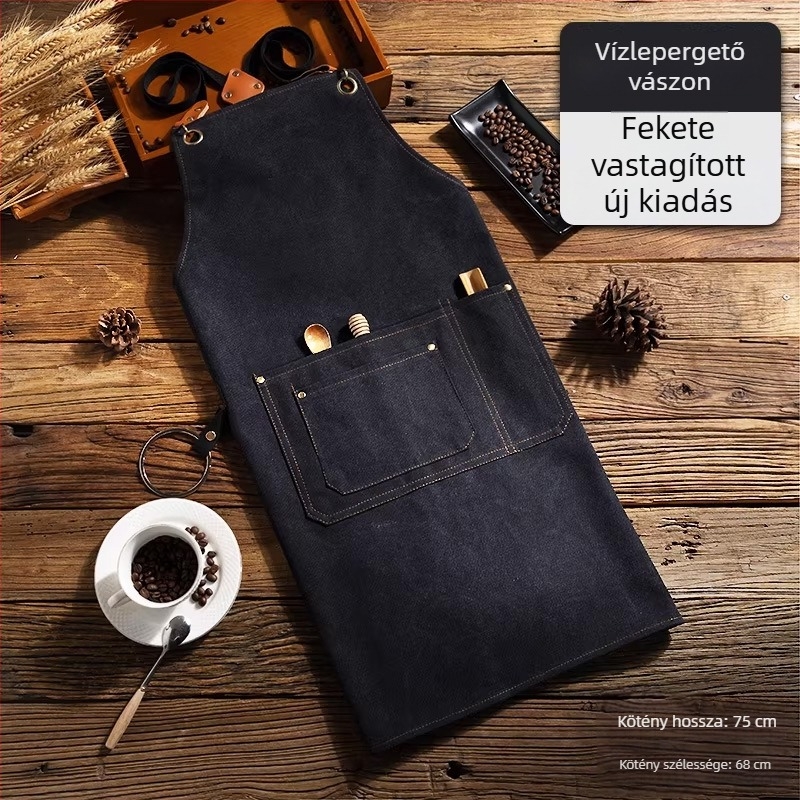Uniszex vízálló vászon kötény személyre szabott nyomtatással, catering és konyhai munkaruházathoz, szennyeződésálló, egy méretben.