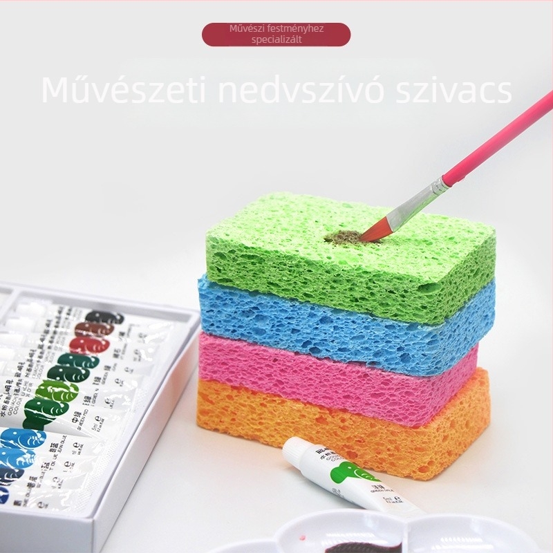 Művészeti tollak tisztító készlet, nedvszívó szivacsfa cellulózból vízfestékekhez