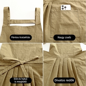 Női hosszú kötény koreai stílusban, ujjatlan, könnyű és lélegző Taslan anyagból, munkaöltözet manikűrösöknek és teaházaknak