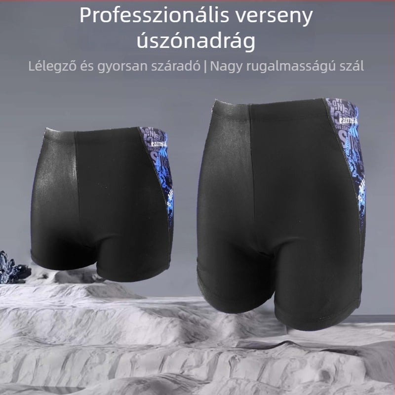 Új férfi úszó rövidnadrág boxer-stílusban, versenyzésre, testreszabható, nagy méretek, gyorsan száradó