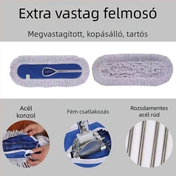 Nagyméretű sík felmosó a tisztításhoz pamutszálas, nedvszívó, széles fej, cserélhető kendőkkel