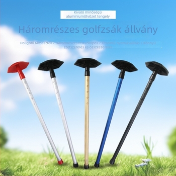 Golf táska állvány alumíniumötvözet nyéllel, három részes, öt szintű állítható, kinyújtható a táska deformációjának megelőzésére