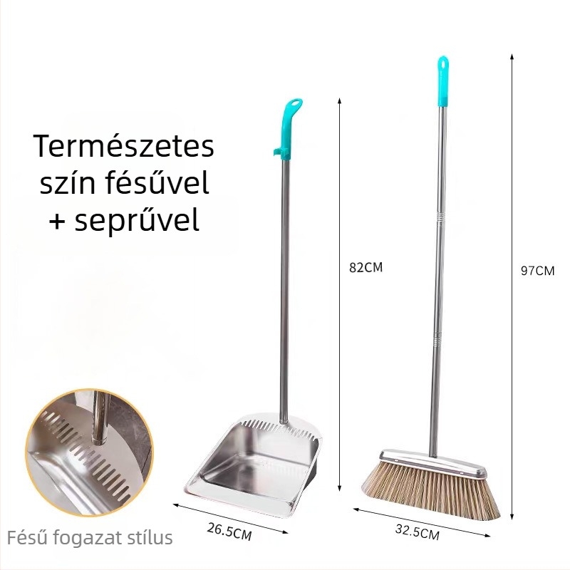Rozsdamentes acél seprű-lapát készlet, erős, két részes