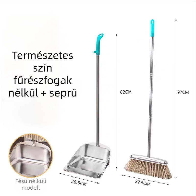 Rozsdamentes acél seprű-lapát készlet, erős, két részes