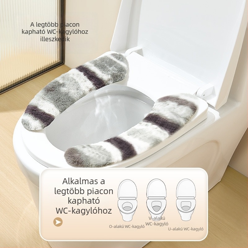 Nyusziszőr és len mintázatú vécéülőke párna, téli dizájn, otthoni használatra, négy évszakos