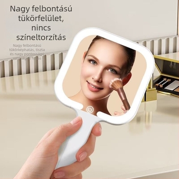 LED sminktükör, kézi, hordozható fényforrással, testreszabható logó