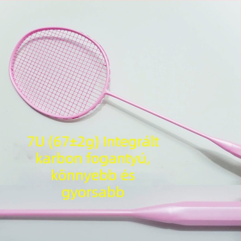Személyre szabott ultrakönnyű karbon badmintonütő egybeépített nyéllel, 6U–9U méretválaszték