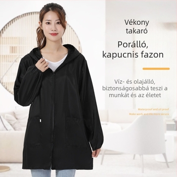 Felnőtt konyhai kötény hosszú ujjú, vízálló és olajálló, cipzárral, memória szövet, koreai stílus
