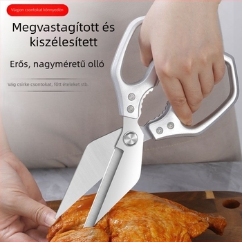 Csontvágó konyhai olló, nehéz, többfunkciós, rozsdamentes acél