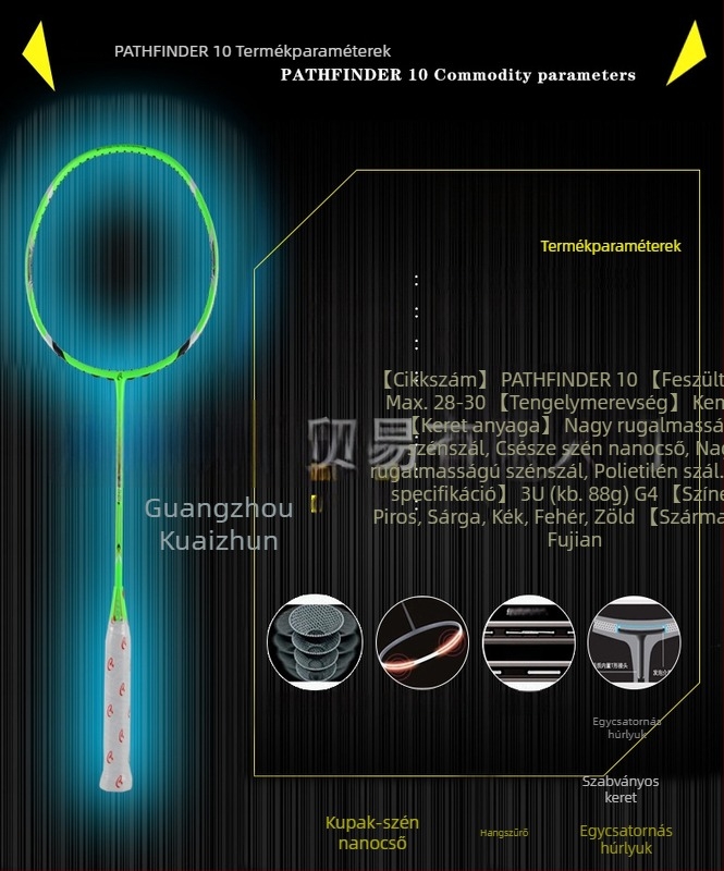 Chi Sheng Di ARC10 PG szénszálas tollaslabdaütő - fehér és fekete