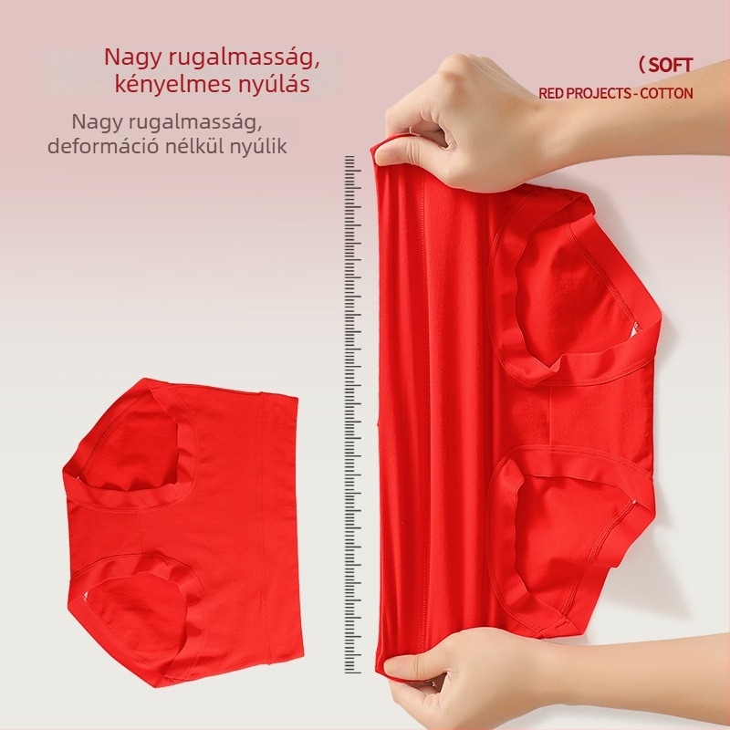 100% pamut női fehérnemű, élénk piros, szerencsés horoszkóni év, plusz méret, antibakteriális, varrás nélküli alsónemű