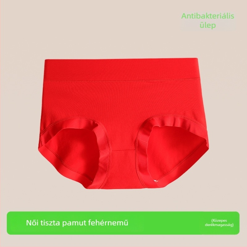 100% pamut női fehérnemű, élénk piros, szerencsés horoszkóni év, plusz méret, antibakteriális, varrás nélküli alsónemű