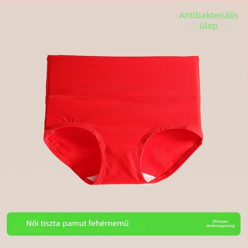100% pamut női fehérnemű, élénk piros, szerencsés horoszkóni év, plusz méret, antibakteriális, varrás nélküli alsónemű
