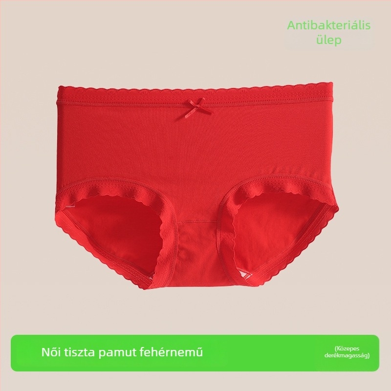 100% pamut női fehérnemű, élénk piros, szerencsés horoszkóni év, plusz méret, antibakteriális, varrás nélküli alsónemű