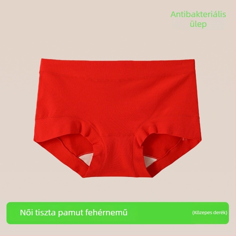 100% pamut női fehérnemű, élénk piros, szerencsés horoszkóni év, plusz méret, antibakteriális, varrás nélküli alsónemű