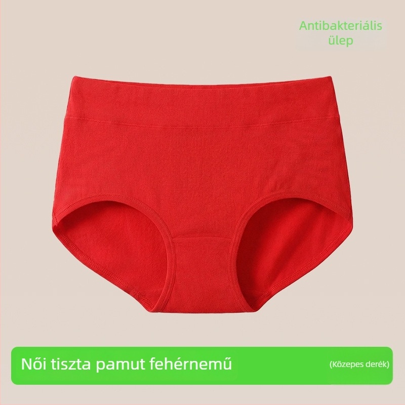 100% pamut női fehérnemű, élénk piros, szerencsés horoszkóni év, plusz méret, antibakteriális, varrás nélküli alsónemű