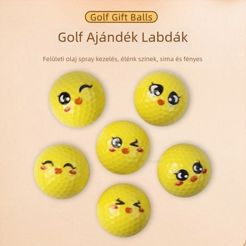Golf-labda aranyos madár motívummal, kifejező arcú dizájn és élénk grafika, elegáns ajándékcsomagolás, logónyomtatás és személyre szabás elérhető.