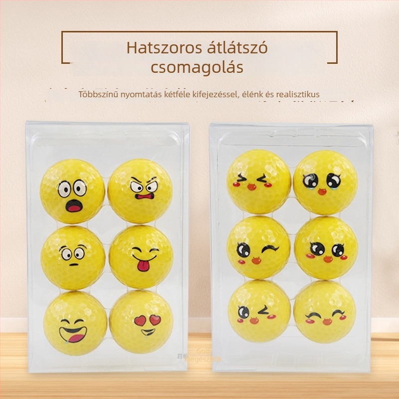 Golf-labda aranyos madár motívummal, kifejező arcú dizájn és élénk grafika, elegáns ajándékcsomagolás, logónyomtatás és személyre szabás elérhető.