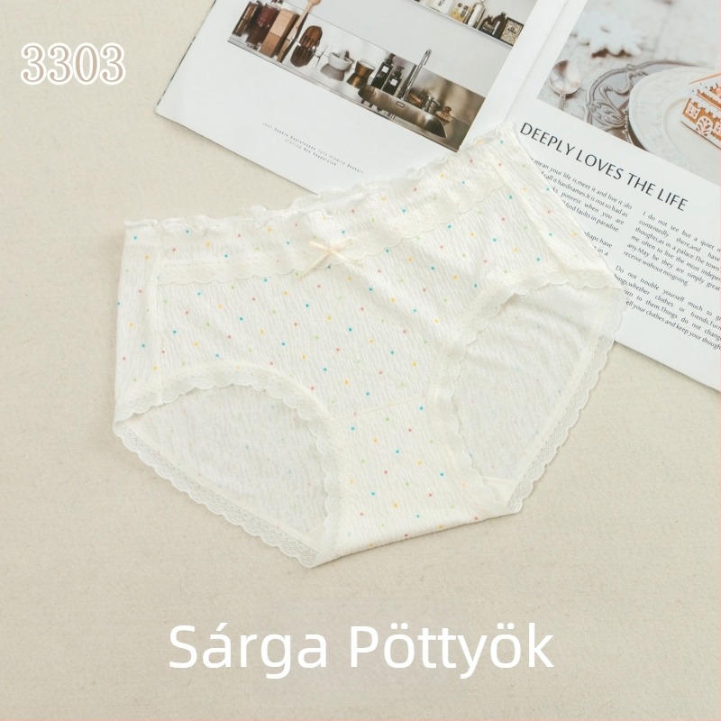 Női középmagas derekú pöttyös modális anyagú alsónemű, belső rész mulberry selyemmel a szemérem környékén, légáteresztő