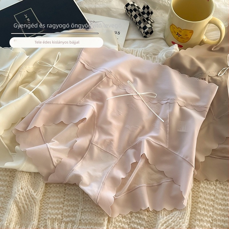 Magas derekú női alsónemű, pocakkontrollal és csípőemeléssel, lélegző Ice Silk anyagból, Morandi színek, minimalist stílus masnival