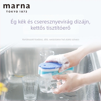 Marna konyhai tisztító készlet: hal alakú szivacs, mágikus tisztító kendő, súroló szivacs és edénykefe
