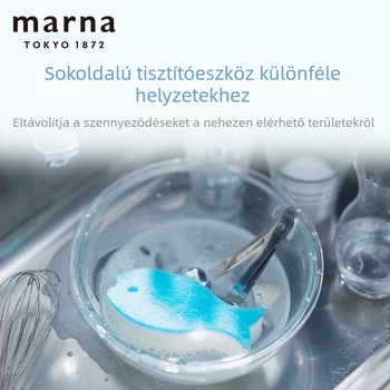 Marna konyhai tisztító készlet: hal alakú szivacs, mágikus tisztító kendő, súroló szivacs és edénykefe