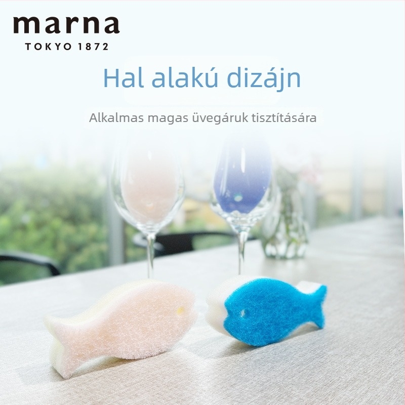 Marna konyhai tisztító készlet: hal alakú szivacs, mágikus tisztító kendő, súroló szivacs és edénykefe