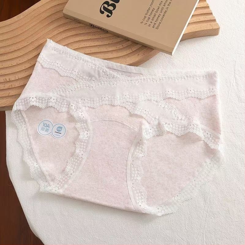 10A jacquard pamut női alsónemű csipkével, légáteresztő, csípőfedő, varratmentes, pamutos ágyékrész