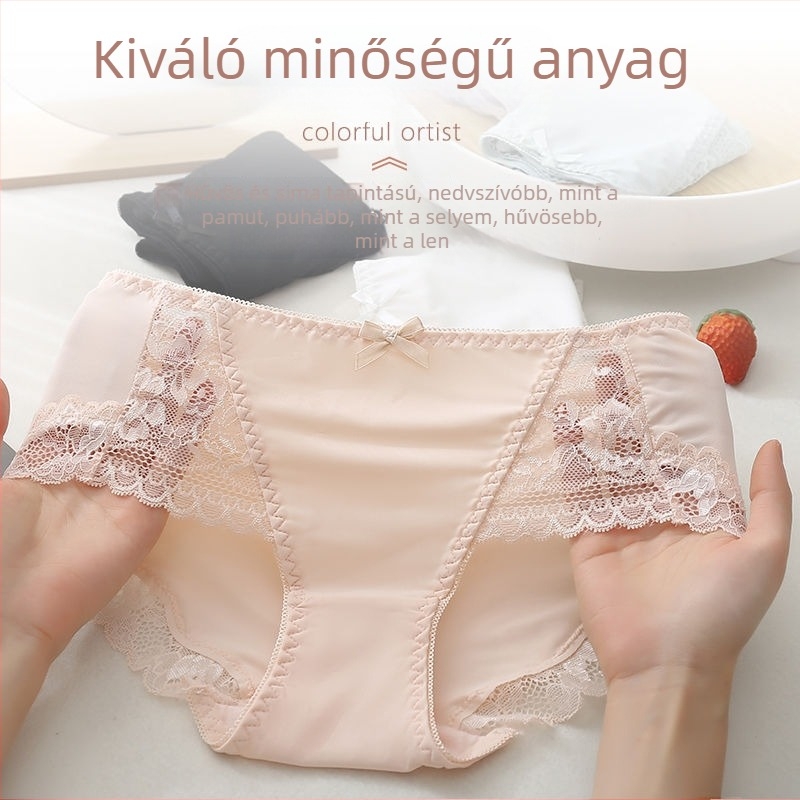 Jégselyem női alsó, középmagas derékkal, csipkés él, légáteresztő, antibakteriális, nagy méret