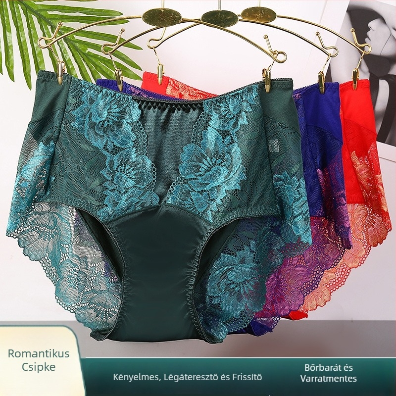 Ice Silk női magas derekú bugyi, csipkés, belső rész modal-pamut