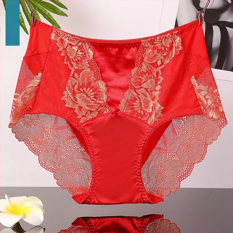 Ice Silk női magas derekú bugyi, csipkés, belső rész modal-pamut