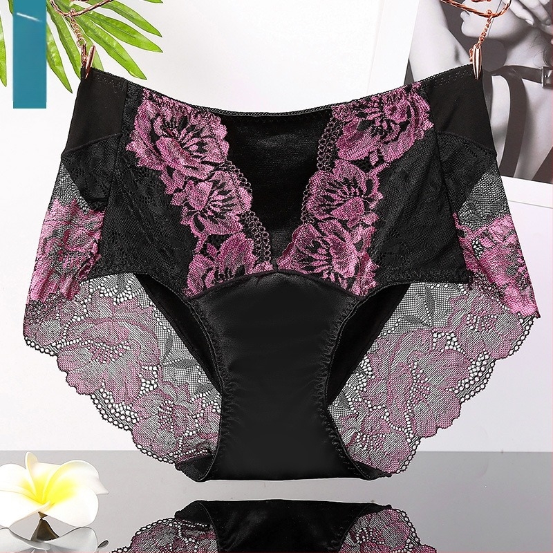Ice Silk női magas derekú bugyi, csipkés, belső rész modal-pamut