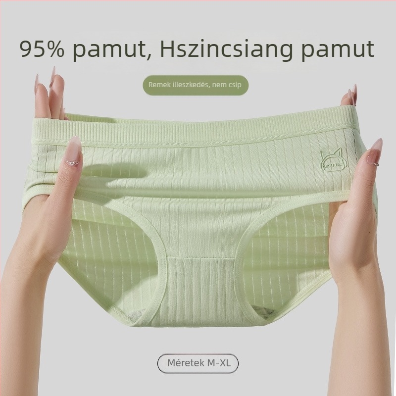 Női pamut alsónemű, osztály A, puha, lélegző, antibakteriális, középmagas derekú fazon