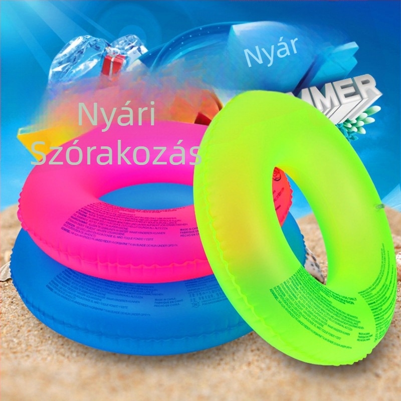 Felnőtt neonfényes fluoreszkáló felfújható úszó gyűrű, vastag PVC, medencébe