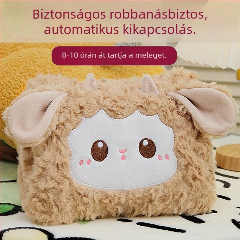 Újrat tölthető elektromos melegvíz-palack robbanásbiztos kézmelegítővel, automatikus kikapcsolással, levehető és mosható, melegíti a hasat és az ágyat