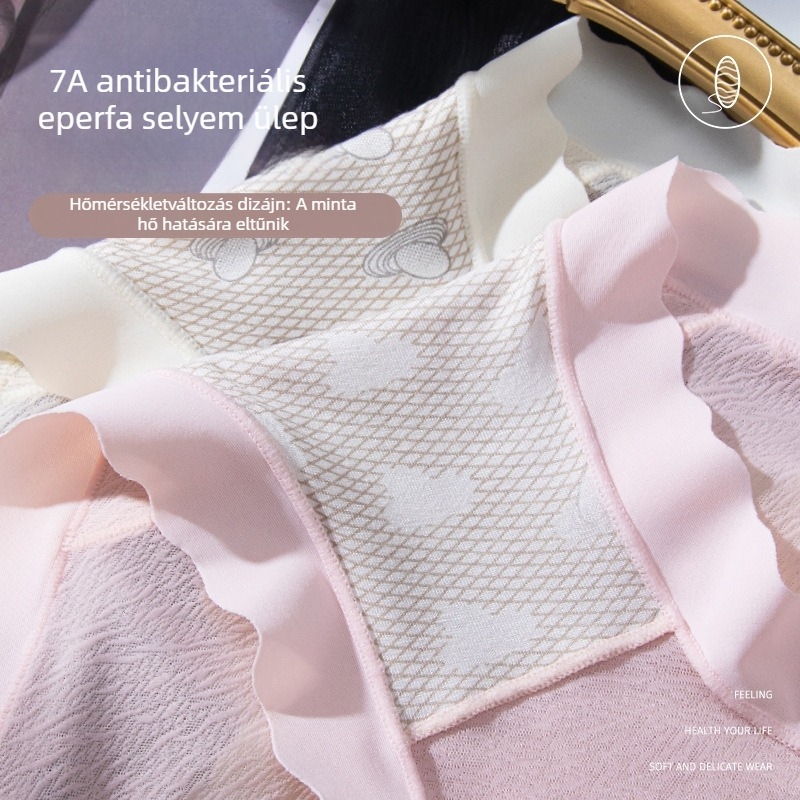 7A Mulberry Silk antibakteriális női alsónemű hullámvonalú szegéllyel, nyom nélküli, könnyű és lélegző, középmagas derekú