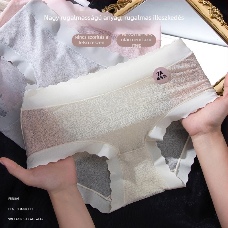7A Mulberry Silk antibakteriális női alsónemű hullámvonalú szegéllyel, nyom nélküli, könnyű és lélegző, középmagas derekú