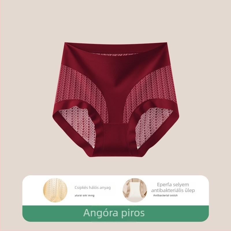 Női magas derekú bugyi ice silk csipkével, légáteresztő, könnyű haskontroll, fenékemelés