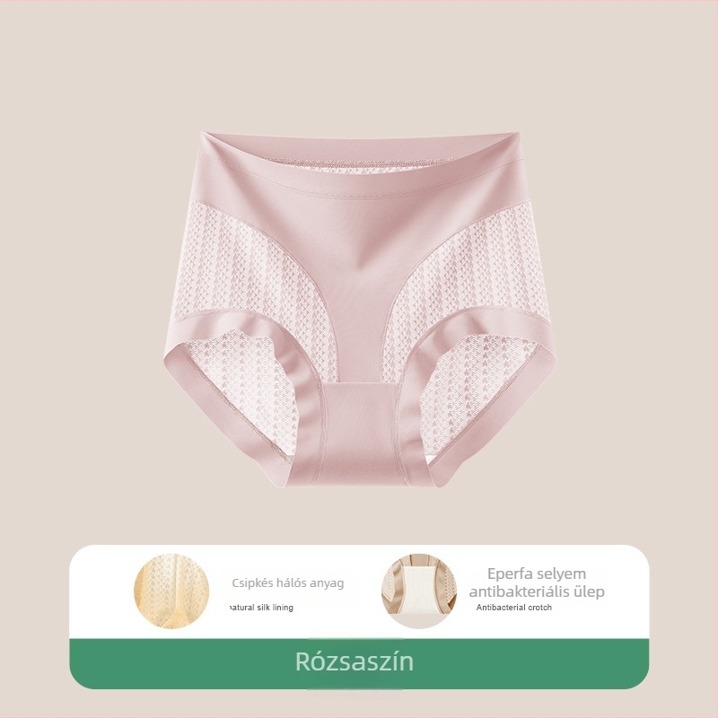 Női magas derekú bugyi ice silk csipkével, légáteresztő, könnyű haskontroll, fenékemelés