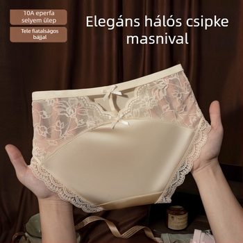 Francia stílusú csipkés női alsónemű, satin és jégselyem, középmagas derekú