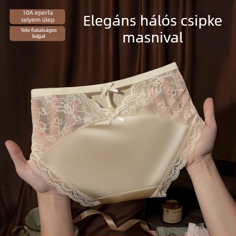 Francia stílusú csipkés női alsónemű, satin és jégselyem, középmagas derekú