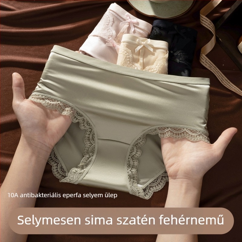 Francia stílusú csipkés női alsónemű, satin és jégselyem, középmagas derekú