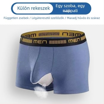 Férfi boxeralsó külön rekeszű, Modal anyagú, lélegző hálós design, középmagas derekú, divatos férfi alsónadrág
