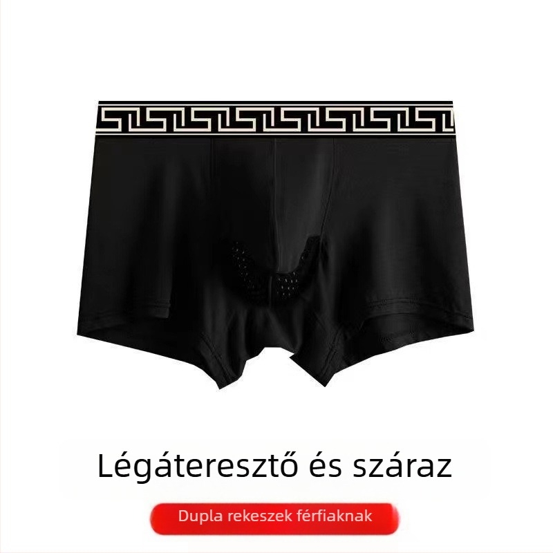 Férfi boxeralsó külön rekeszű, Modal anyagú, lélegző hálós design, középmagas derekú, divatos férfi alsónadrág