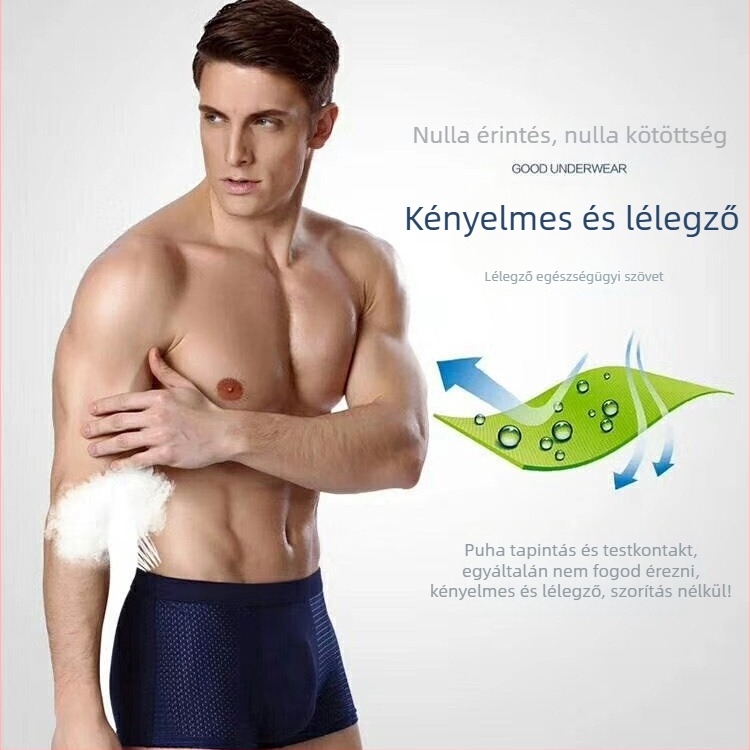 Férfi modál boxer brief - varrás nélküli, lélegző hálós panelokkal, középső derekú fazon