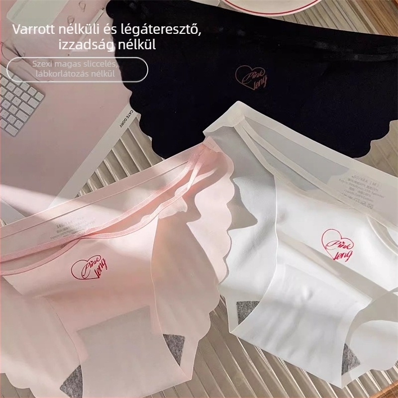 Női varrás nélküli ice silk alsónemű pamut betéttel, nyári vékony, alacsony derekú