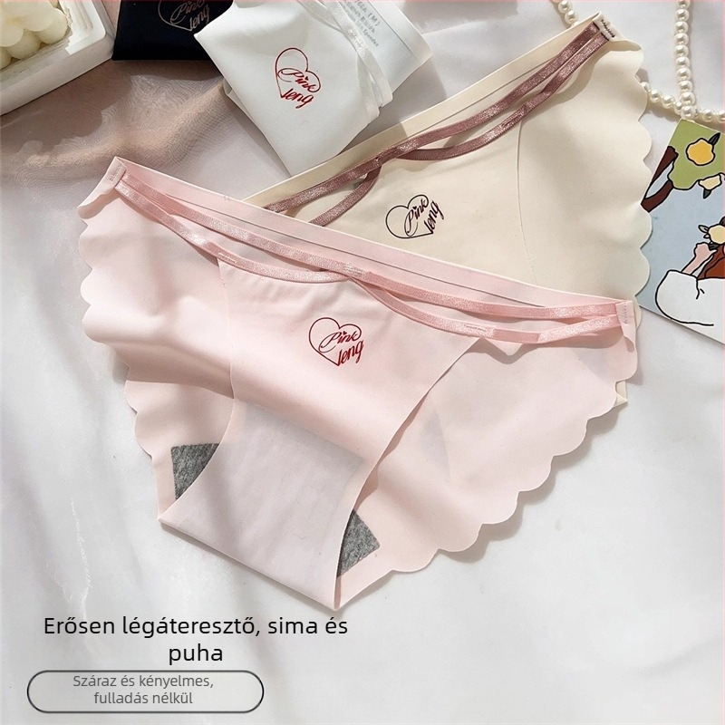 Női varrás nélküli ice silk alsónemű pamut betéttel, nyári vékony, alacsony derekú