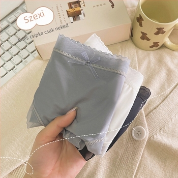 Nyári varrás nélküli Ice Silk női alsónemű, pamutbetéttel, lélegző, antibakteriális, vékony, középmagas derekú