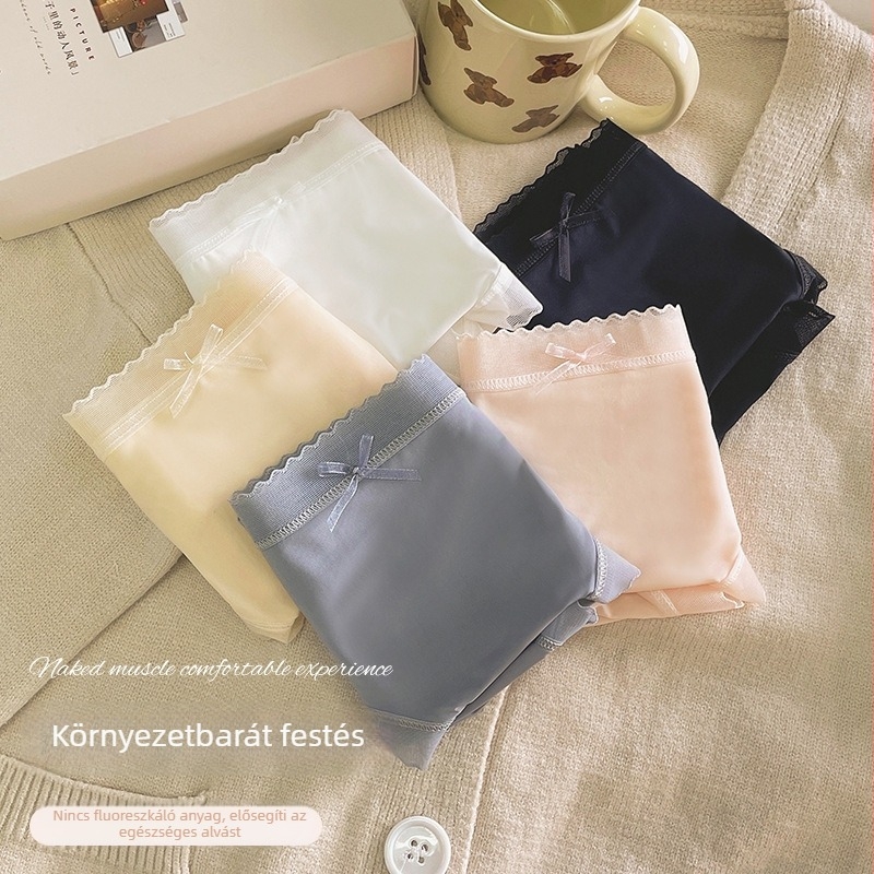 Nyári varrás nélküli Ice Silk női alsónemű, pamutbetéttel, lélegző, antibakteriális, vékony, középmagas derekú